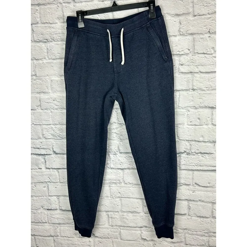 J.Crew Knit Goods Slim Jogger Sweatpants Navy Blue Zip Pocket Men’s Small
